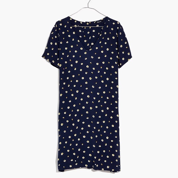 Madewell Button-Back Easy Dress in Daisy Dots in Navy Sz XXS - Picture 4 of 16